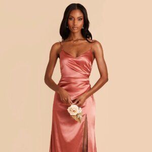 BIRDY GREY - Catherine Dress - Shiny Satin Terracotta - X-Small